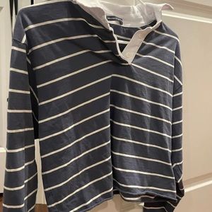 brandy melville striped collared king sleeve top